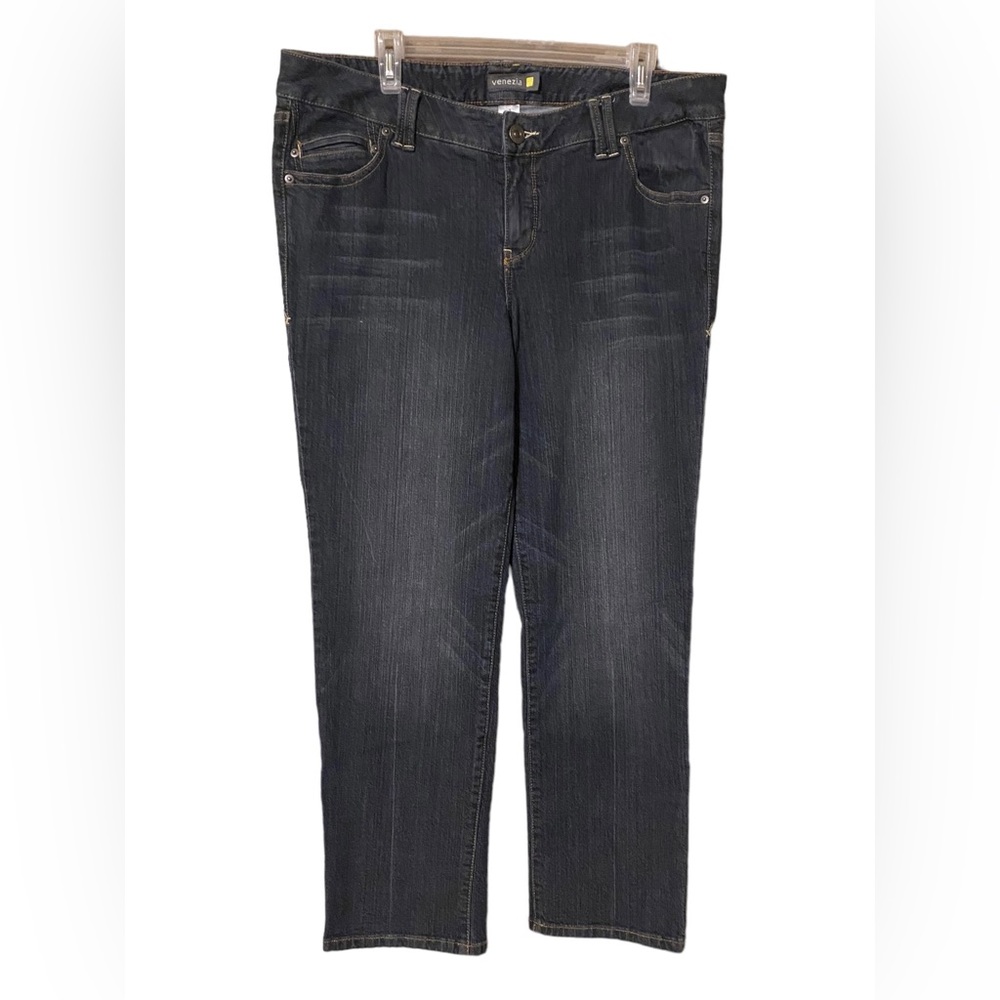 Venezia Jeans Women's Plus Size 3 Petite Blue Denim Straight Leg Stretch Comfort